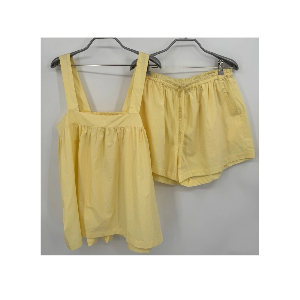 PIYAMA 2-pc Susie Pajamas Sleep Set sz M 100% Cotton Tank Top & Shorts Buttercup